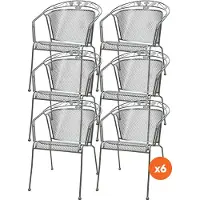 Royal Garden Set van 6 - Elegance strekmetaal stapelbare tuinstoel - Antraciet