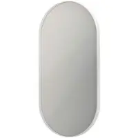 Ink SP20 Spiegel Ovaal In Kader 30x80cm - Mat Wit - Aluminium, Glas - Ovaal - Spiegels, Badkamerspiegels - 8718835317799