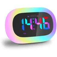 LONGZIMING -Siliconen Nachtlampje - Led Lichtklok - Digitale wekker - Aanraakbediening Met Sfeerverlichting En Temperatuurbewaking - 1X - Voor Kinderen En Volwassenen - Wit