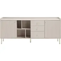 Vente-unique Ladekast met 2 deuren, 3 lades en 4 nissen - Beige en goud - LUNAOR