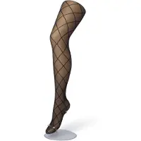 Bonnie Doon Dames Ruiten Panty 30 Denier Zwart maat S/M - Chique Panty - Ruit Dessin - Brede Boord - Comfort - Ruitjes - Diamant - Geruite Print - Rhombus Tights - Feestelijk - Black - BP201911.101