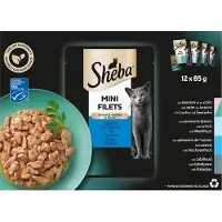 Sheba Mini Filets Vis Selectie in saus natvoer kat (zakjes 85 g) 3 x (12 x 85 g)
