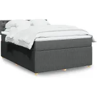 vidaXL Boxspring met matras stof donkergrijs 140x200 cm