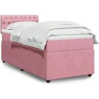 vidaXL Boxspring met matras fluweel roze 100x200 cm