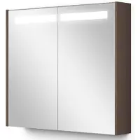 Maxaro Modulo Spiegelkast met Verlichting 80x70cm Cacao Eikenhout | Spiegelkast | Badkamerspiegel | Badkamerspiegelkast