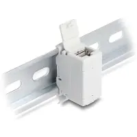 DeLOCK RJ45 Coupler Cat.6A jack to jack with dust protection cap for DIN rail mounting grey