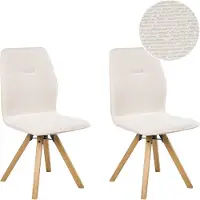 Beliani ALKALI - Eetkamerstoel set van 2 - Off-white - Bouclé