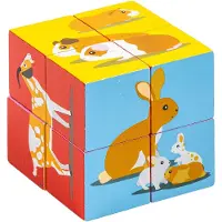 Educo Blokkenpuzzel 12 afbeeldingen Kinder puzzel - Houten puzzel vanaf 4 jaar - Oefen met inzicht - Educatief speelgoed - Hout - Incl. Opbergzak
