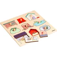 Educo Inlegpuzzel Dierenhuisjes - Verassingspuzzel - Houten speelgoed - Houten puzzel - Educatief speelgoed - Kinderspeelgoed - 9 stukjes