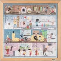 Educo Woordenschatpuzzel - Persoonlijke hygiene - Houten speelgoed - Houten puzzel - Educatief speelgoed - Kinderspeelgoed - 49 stukjes - 40x40