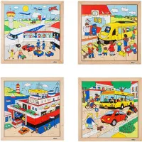 Educo Puzzelserie Verkeer 34x34cm 16/49 stk - set à 4 stuks - Educatief speelgoed