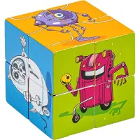 Educo Blokkenpuzzel Robots - Houten speelgoed - Houten puzzel - Educatief speelgoed - Kinderspeelgoed - 8 puzzelblokken