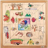Educo Spinsorteerpuzzel Seizoenen- Houten speelgoed - Houten puzzel - Educatief speelgoed - Kinderspeelgoed - 17 stukjes - 40x40