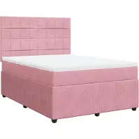 vidaXL Boxspring met matras fluweel roze 140x200 cm