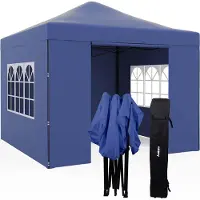 Niceey Partytent - EasyUp - Opvouwbaar - Waterdicht - Met Draagtas met wielen - 300 x 300 cm - Donkerblauw