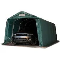TOOLPORT Garagetent 3,3x6,0 m - 2m hoogte van de ingang, PRIMEtex 2300, donkergroen, met statica - bodem aarde