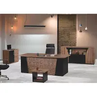 AEA Garnitur Büro Schreibtisch Bürotisch Set 4tlg Holz Büromöbel Braun