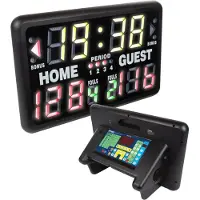 TOOL LAND Digitaal scorebord, multisport, met multifunctionele sporttimer, gebruik binnen en buiten, tafelmodel, vrijstaand gebruik of op houder, 40.5 x 62 cm