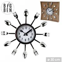 Urban Living "BIG BEN" DESIGN KEUKENKLok BESTEK CHROOM WITTE ACHTERGROND DIAMETER 30 CM