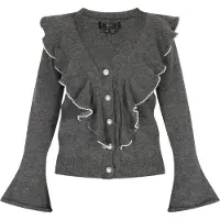 Faina Gebreid vest donkergrijs / wit