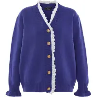 Faina Gebreid vest blauw / wit