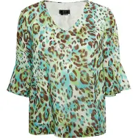 Faina Blouse turquoise / bruin / groen / wit