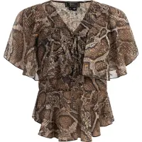 Faina Blouse donkerbeige / goud / taupe / zwart