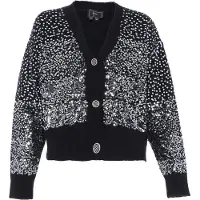 Faina Gebreid vest zwart / zilver