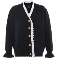 Faina Gebreid vest zwart / wit