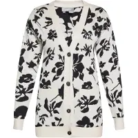 Usha Vest Dames wol wit zwart