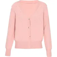 Faina Gebreid vest rosa / wit