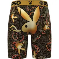 PSD Boxershorts 'Playboy Snake' mosterd / lichtrood / zwart