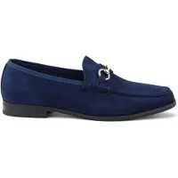Infinity Leather Marineblauwe suède mocassins met leren voering voor heren