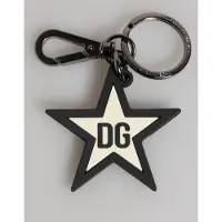 Dolce&Gabbana Witte Zwarte DG Logo Ster Rubber Heren Sleutelhanger Sleutelpunt