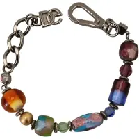Dolce&Gabbana multikleurige zilveren ketting met messing kralen en kreeftsluiting armband