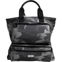 Dolce&Gabbana Grijze Camouflage Katoen Veelzijdige Tas met Meerdere Compartmenten