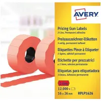 Avery Prijstangetiket rood - 2 regels 18tekens perm. 26x16m