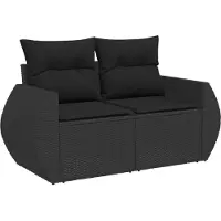 vidaXL Tuinbank Set 9 st 9-Aantal zitplaatsen Zwart Poly Riet