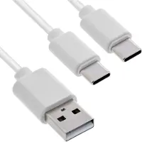 InLine USB-A naar 2x USB-C oplaadkabel | max. 25W | wit | 1 meter