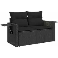 vidaXL Tuinbank Set 9 st 6-Aantal zitplaatsen Zwart poly rattan