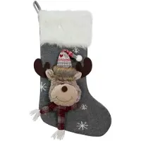 Mars & More Gebreide Rudolf 2 kerstlaars grijs 25x46 cm