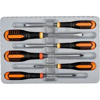 Bahco 6 Piece Hex Ball For Slotted Phillips And Through Shaft Hex Screwdrivers With Anti-impact Handle Schroevendraaierset