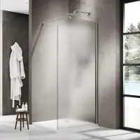 FortiFura Galeria Inloopdouche - 140x200cm - afgeronde glaswand - rechts - mat glas - wandarm - geborsteld RVS PVD SW1421084/SW797908