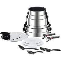 Tefal L97498, Mixset, Roestvrij staal, Roestvrij staal, Titanium, Afneembaar, Keramisch, Elektrisch, Gas, Inductie
