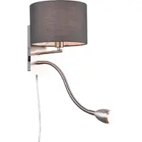TRIO Wandlamp Hotel, alu / grijs / zink, Slaapkamer, metaal, Modern, Wandlamp