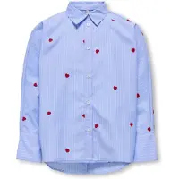 ONLY GIRLS Blouse 'KOGNEW' duifblauw / donkerrood / offwhite