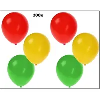 Partyxplosion 300x Carnaval ballonnen rood/geel/groen - Ballon carnaval thema feest party versiering decoratie festival