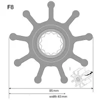 Johnson Pump F8 Neoprene Pump Impeller Zilver 25.4 mm