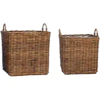vidaXL Plantenmand met opslag 2 pcs Bruin Lacak Riet