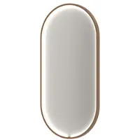 Ink SP34 Spiegel Ovaal In Kader 50x100cm Directe En Indirecte LED - Geborsteld Koper - Aluminium, Glas - Ovaal - Spiegels, Badkamerspiegels - 8718835387945